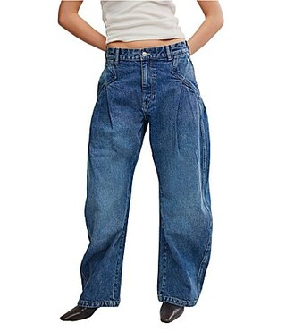 Free People We The Free Golden Hour Low Rise Barrel Leg Denim Trouser Pants -  27 | Dillard's