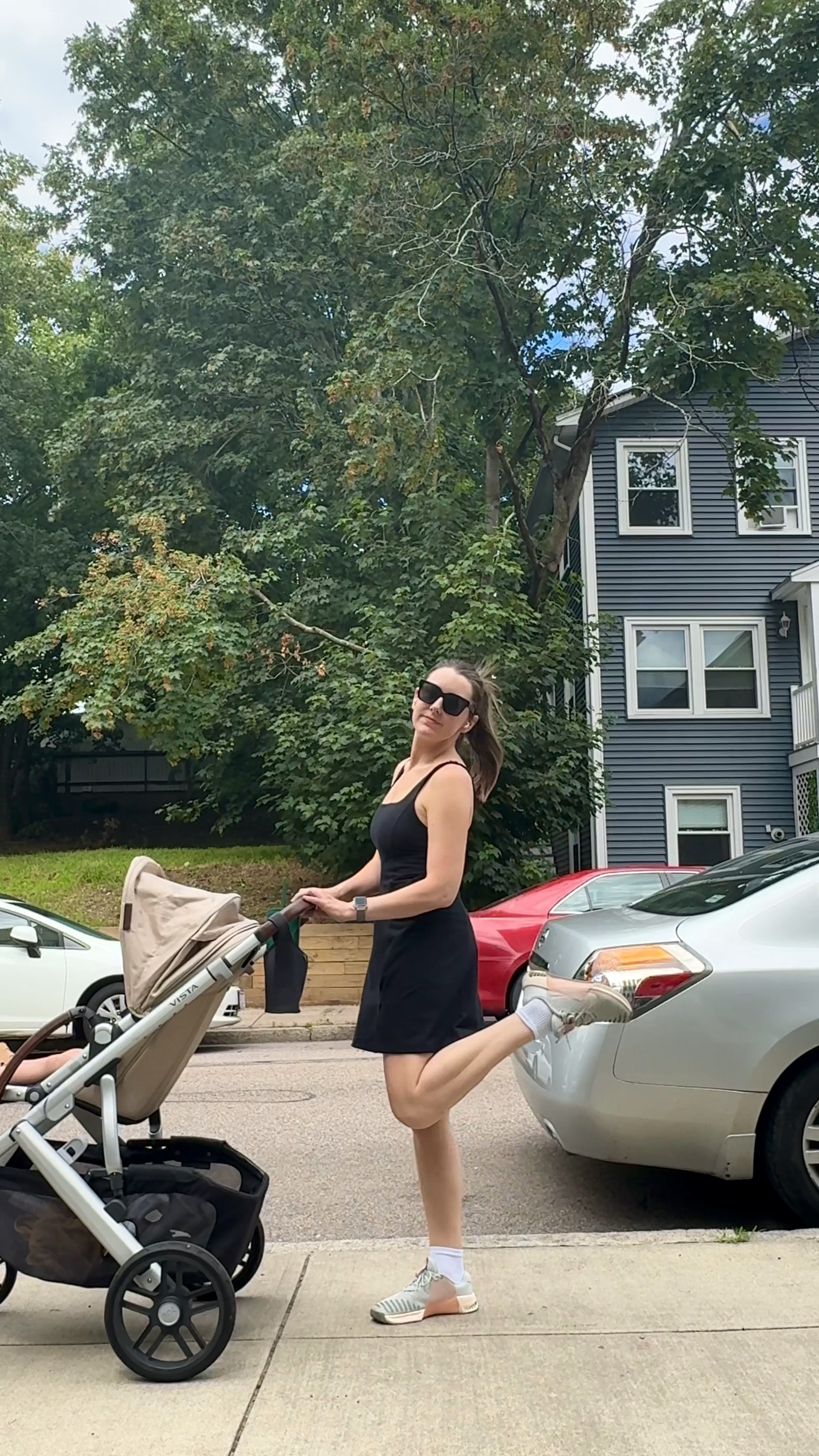 Perfect summer errand outfit. Amercrombie athletic dress (wearing medium), Nike shoes, white ankle socks, mango oversized sunglasses. Uppababy vista stroller in oatmeal. Great busy mom outfit. 

#ltkaabercrombie #nike #ltkactivewear #summerdress 

#LTKVideo #LTKActive #LTKFamily