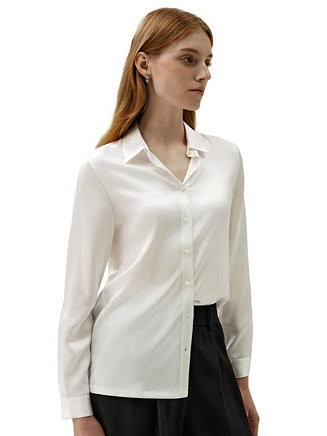 Women's Classic Pearl Button Silk Shirt - Macy's | Macy's