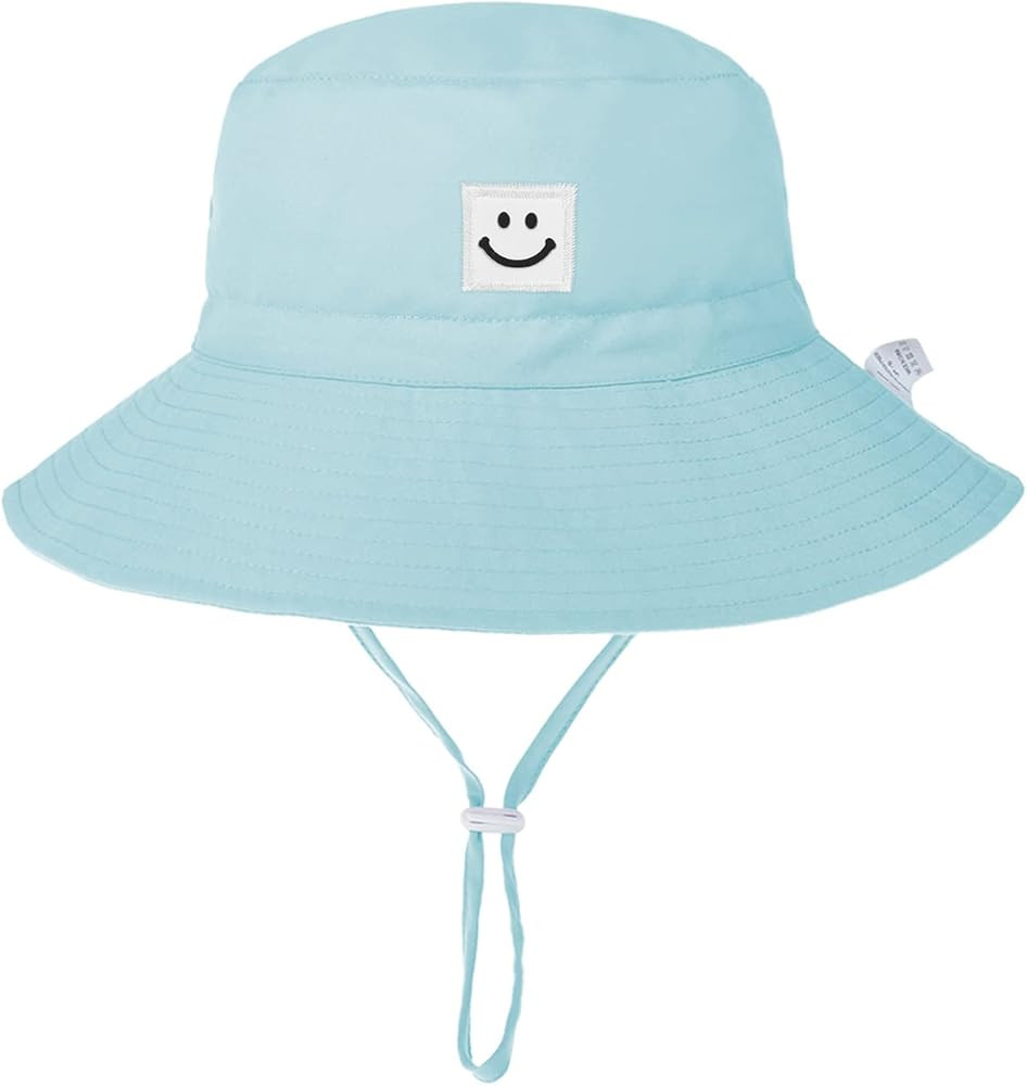 Baby Sun Hat Adjustable Cap Toddler Beach Summer Smile Face Hats UPF 50+ for Baby Girl Boy | Amazon (US)
