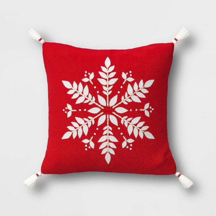 Snowflake Embroidered Boucle Square Throw Pillow - Threshold™ | Target