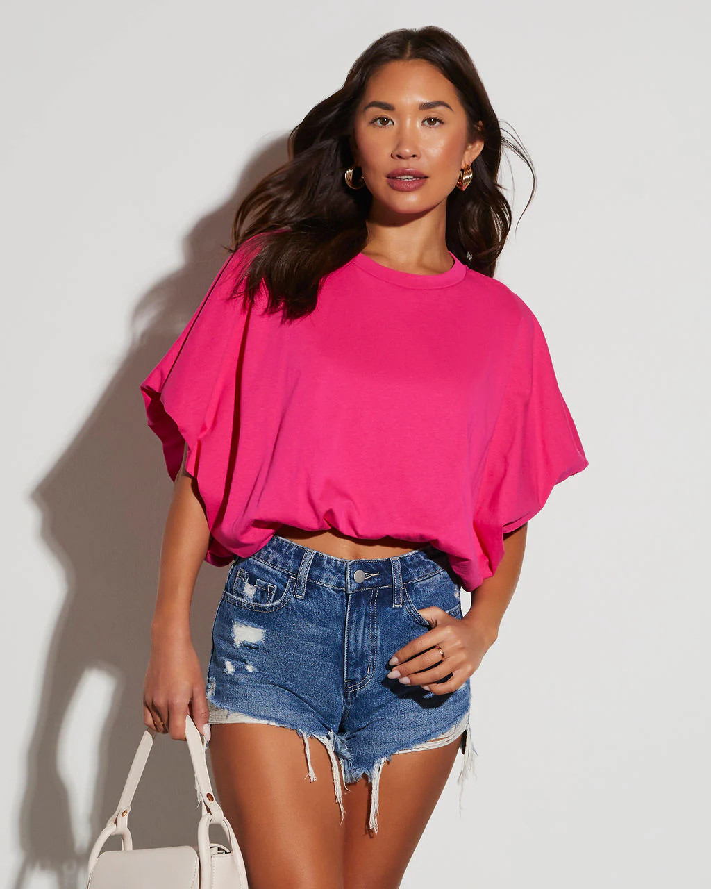 Kaylee Bubble Hem Cotton Crop Top | VICI