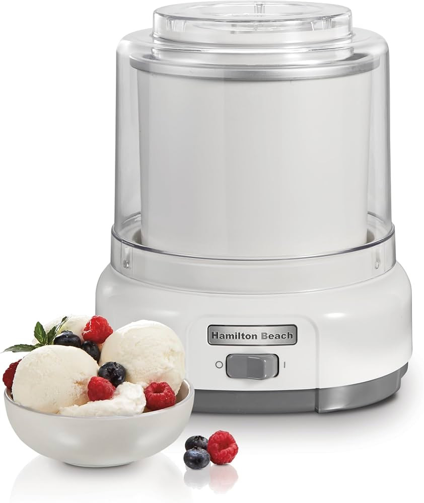 Hamilton Beach Electric Automatic Ice Cream Maker, Frozen Yogurt, Sorbet, Custard, 1.5 quart, Whi... | Amazon (US)