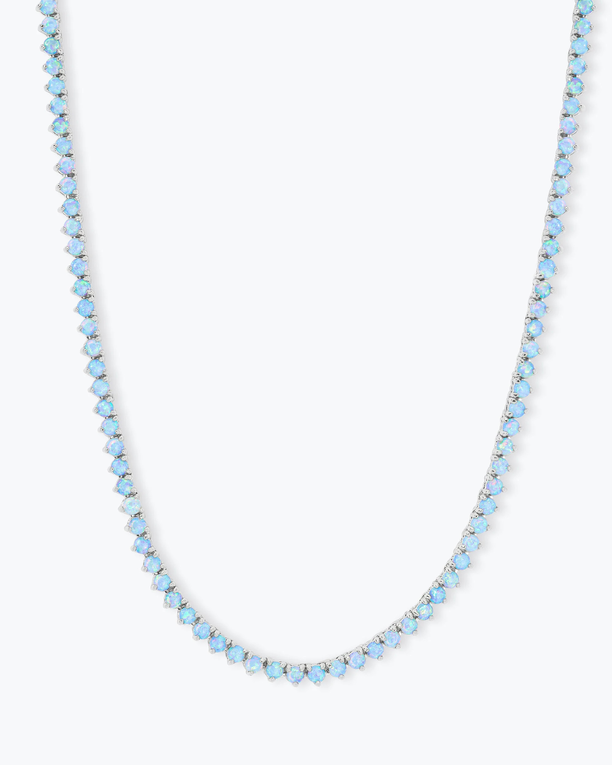 Not Your Basic Tennis Necklace 16" - Silver|Blue Opal | Melinda Maria Jewelry