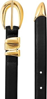 XZQTIVE Women's Skinny Leather Belts Ladies Thin Waist Belts for Jeans Dress Pants Trendy Black B... | Amazon (US)