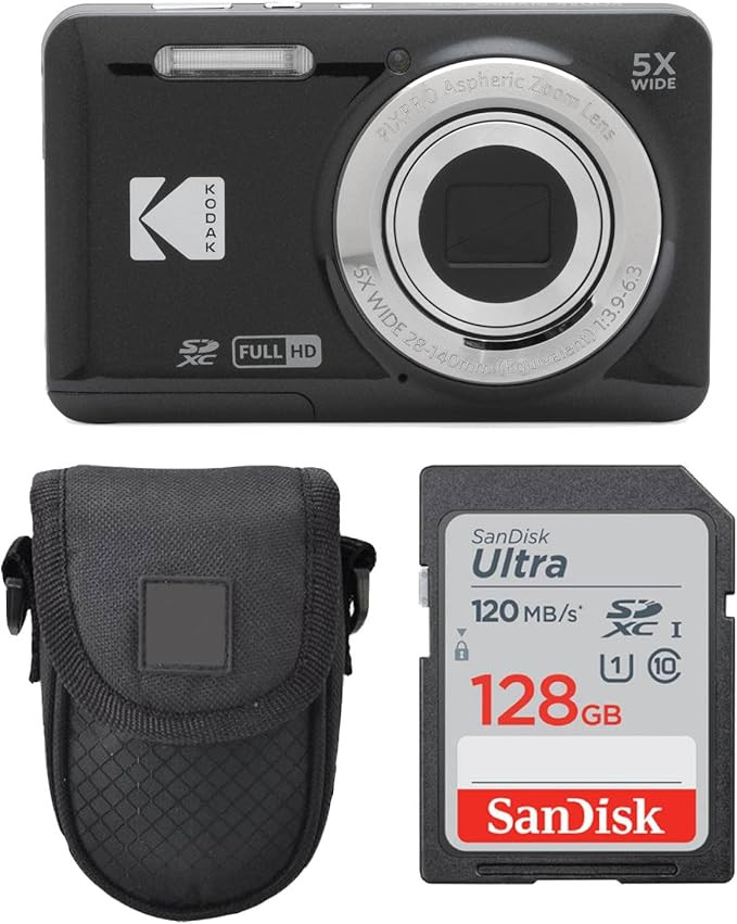 Kodak PIXPRO FZ55 Digital Camera (Black) + Point & Shoot Camera Case + Sandisk 128GB SDXC Memory ... | Amazon (US)