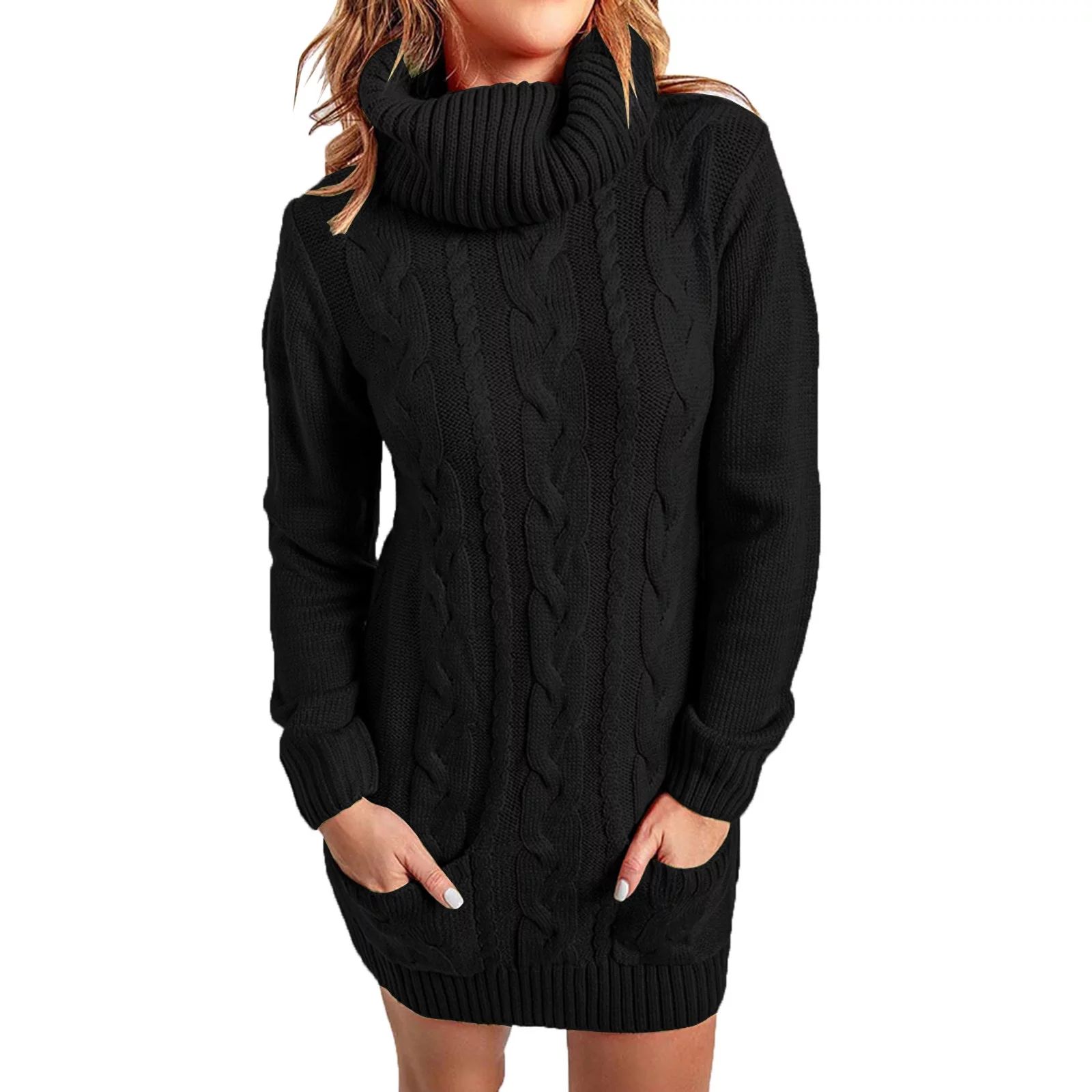 HSMQHJWE Short Sleeve Midi Dress For Women Back Dress For Women Ladies Autumn Winter Slim Fit Lon... | Walmart (US)