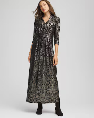 Foiled Knit Pleated Maxi Dress | Chico's