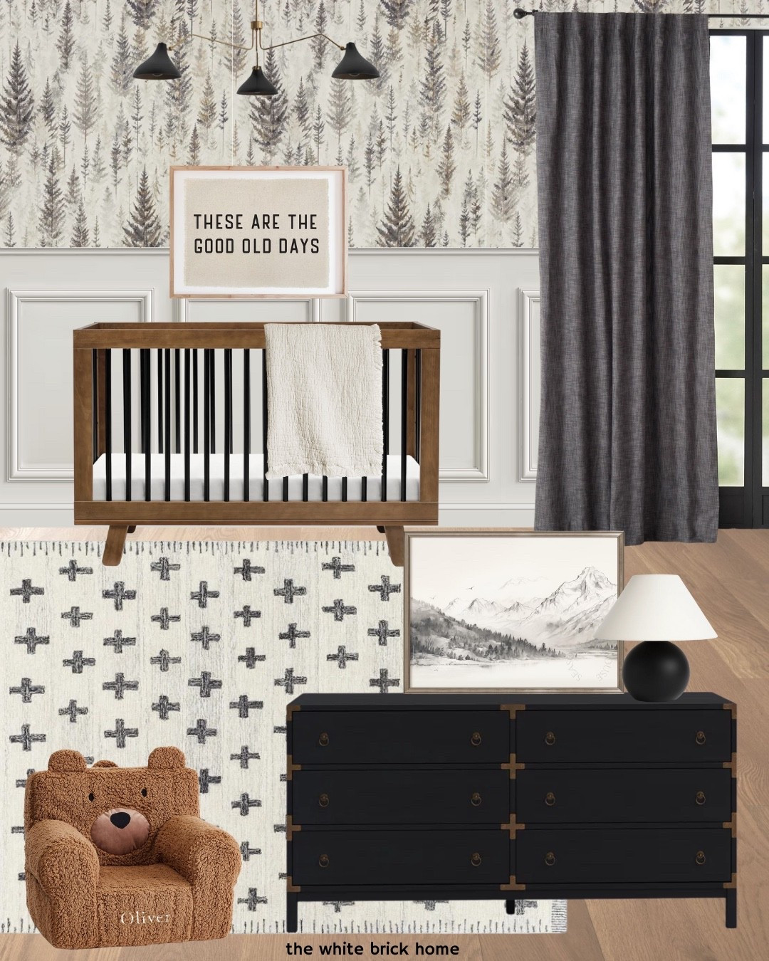 An unexpected take on a mountain or forest themed nursery design - this wallpaper adds a great backdrop behind a crib, and I love paired with dark brown wood tones and black for a modern touch. 

Nursery, nursery design, crib, nursery furniture, dresser, nursery curtains, nursery ideas, black and white nursery, mountain nursery, forest nursery, nursery ideas for a boy, neutral nursery, nursery theme, nursery rug, area rug, boys nursery, girls nursery, modern nursery ideas, nursery bedding, bear nursery, home decor, nursery decor, Wayfair, Etsy, Pottery barn baby 

#LTKBump #LTKHome #LTKBaby