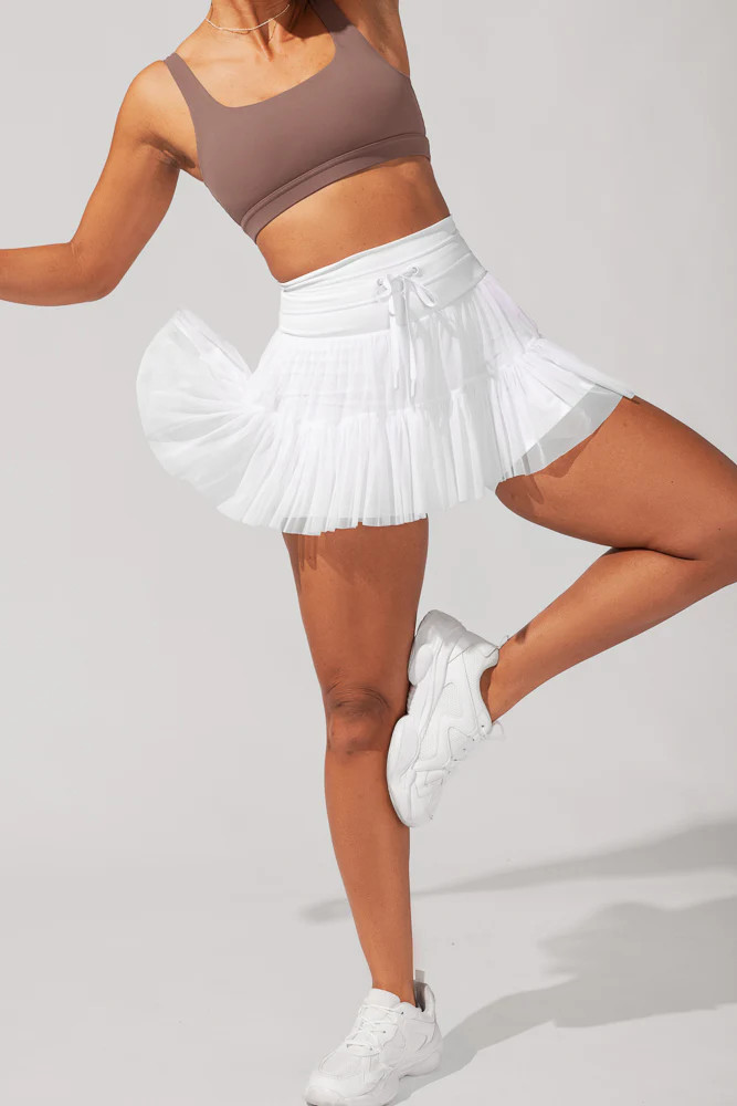 Pirouette Tiered Skort - Cool White | POPFLEX