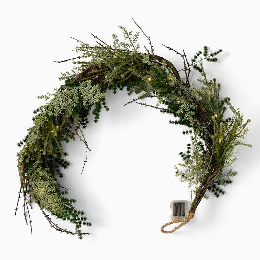 Pre-Lit Faux Mixed Pine Garland | West Elm (US)