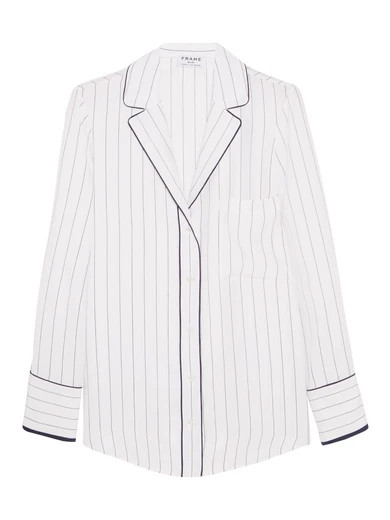 FRAME - Striped Silk Shirt - White | NET-A-PORTER (US)