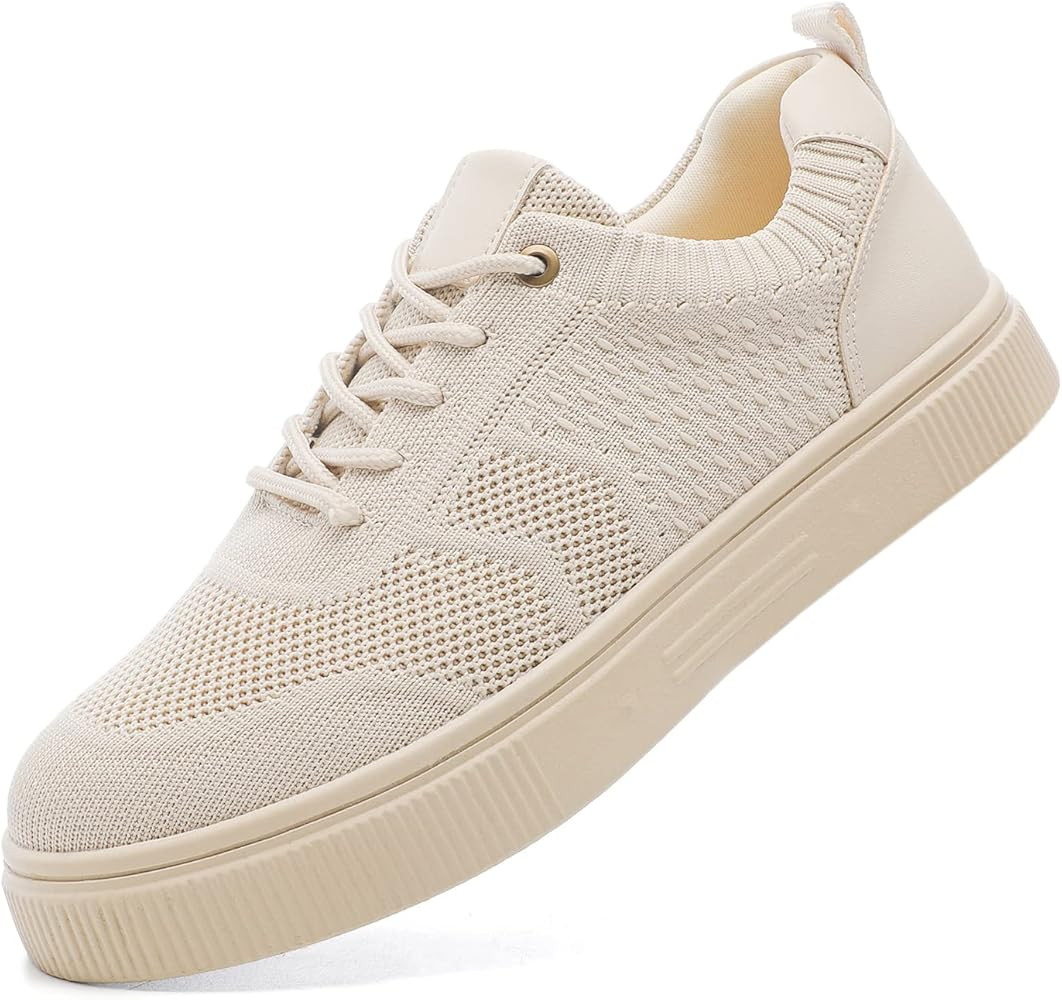 Women Platform Walking Sneakers Breathable Lace Up Casual Fashion Tennis Shoes Comfortable Knitte... | Amazon (US)