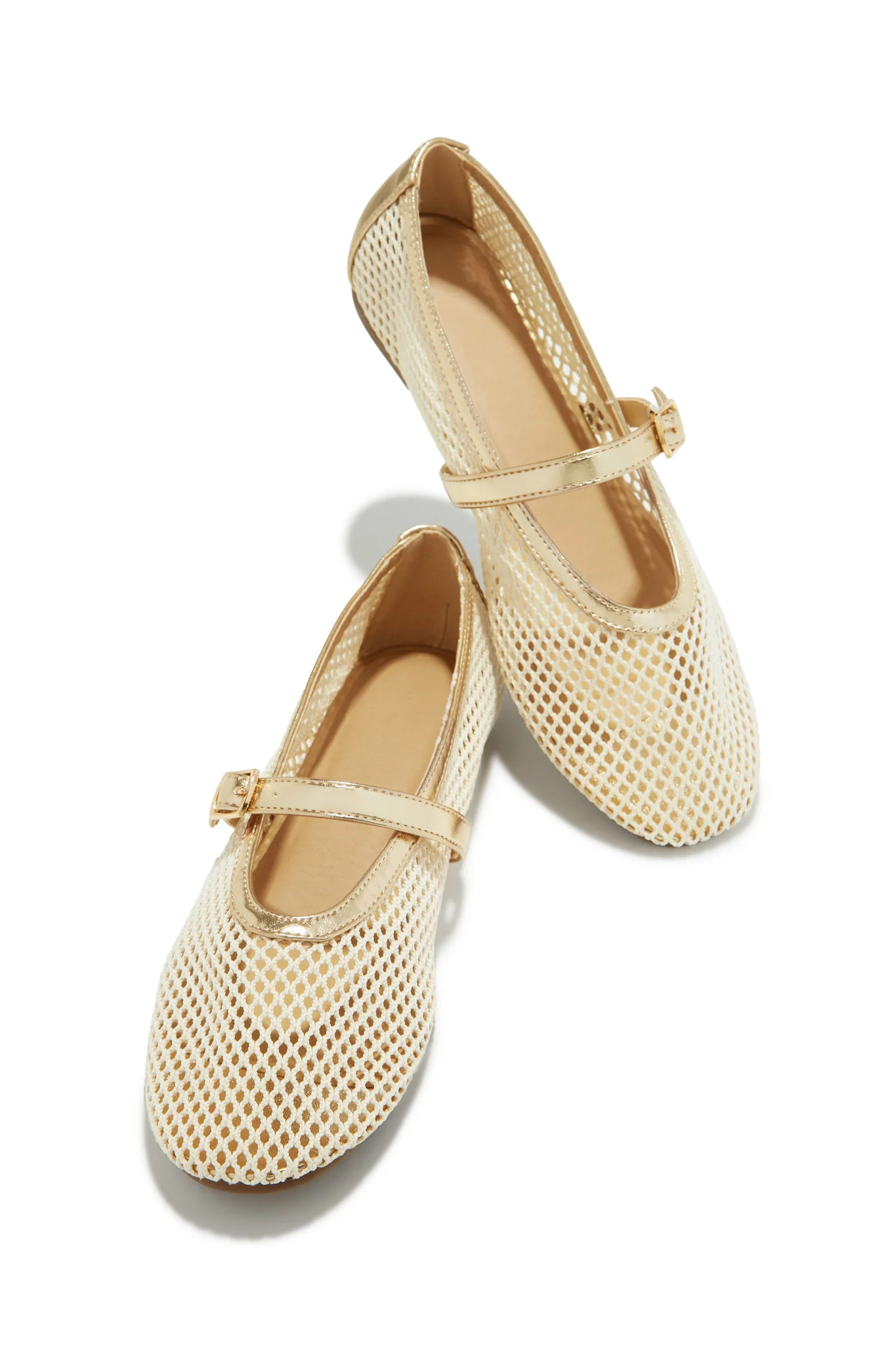 Miss Lola | Mariana Nude Fishnet Flats | MISS LOLA