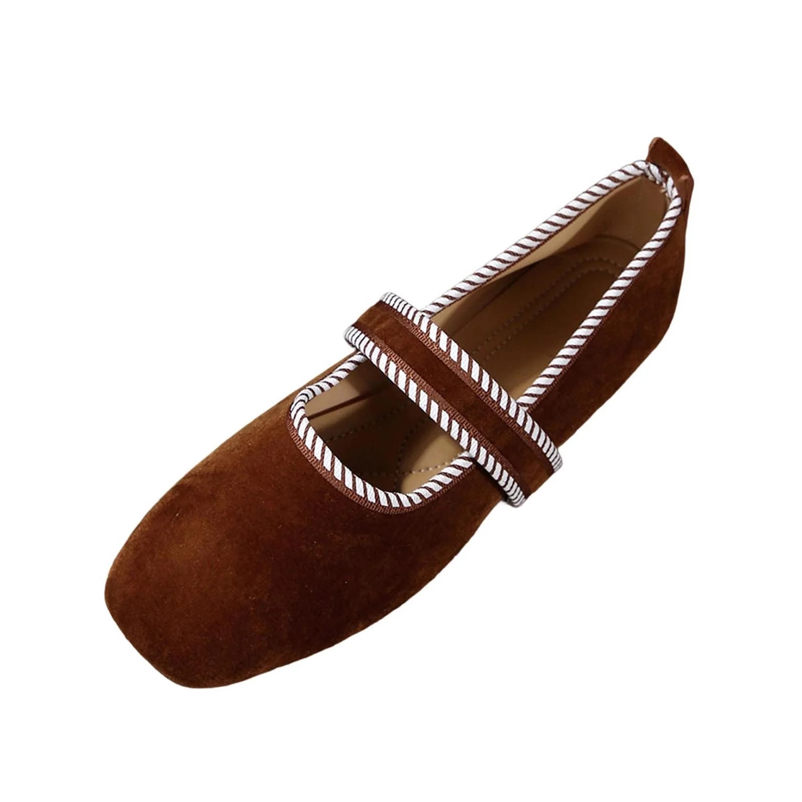 Xfvqtps Flats Womens Vintage Shoes Loafers Square Toe Casual Slip on Flats with Strap Comfortable... | Walmart (US)