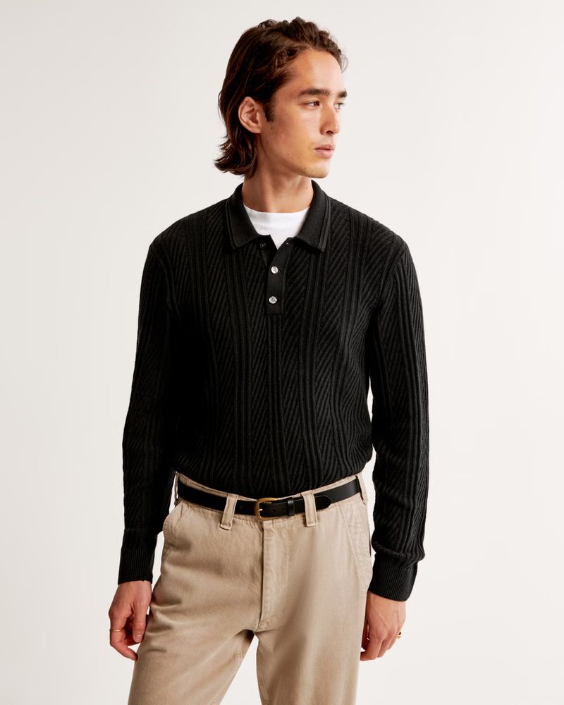 Long-Sleeve 3-Button Sweater Polo | Abercrombie & Fitch (US)