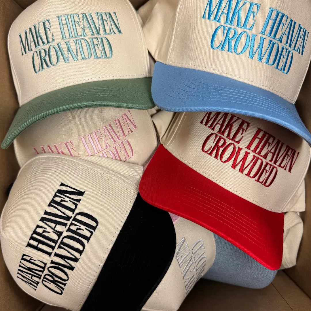 MAKE HEAVEN CROWDED Twotone Trucker Hat,embroidered Headwear,adjustable Snapback,trucker Cap,fait... | Etsy (US)