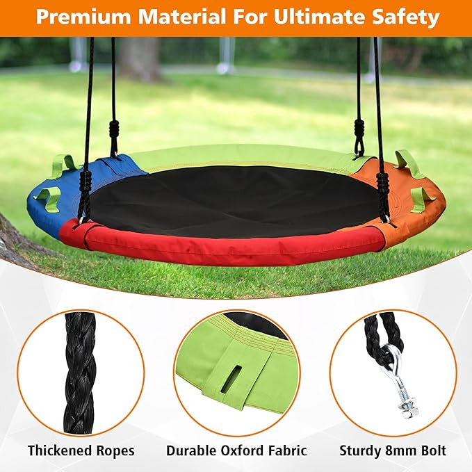 48 inch Tree Swing, Larger Saucer Flying Swing for Whole Family, 900lbs Weight Capacity, with Adj... | Amazon (US)