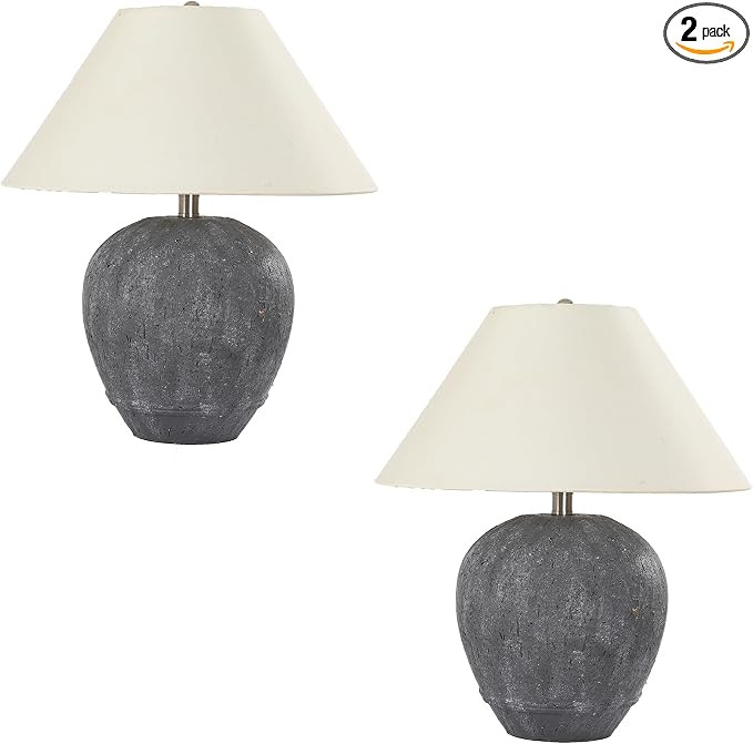 Farmhouse Ceramic Table Lamp Set of 2, 21" Rustic Table Lamp with Linen Shade, 3-Way Dimmable Bed... | Amazon (US)