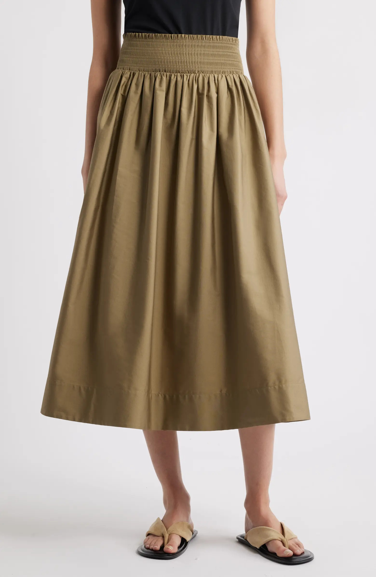 Smocked Cotton Midi Skirt | Nordstrom