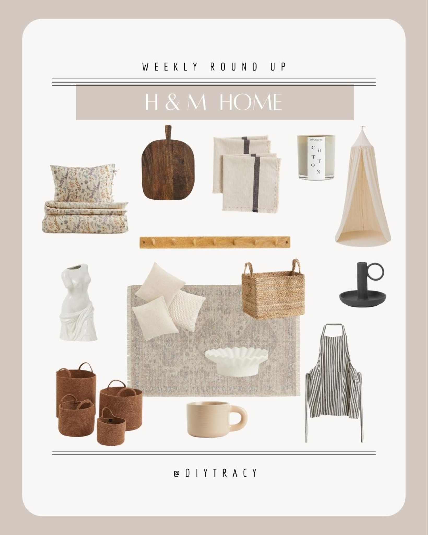 H&M Home Finds
Comforter set vintage cutting board tea towels candle bed canopy peg rack candle holder rug baskets throw pillows apron

#LTKhome