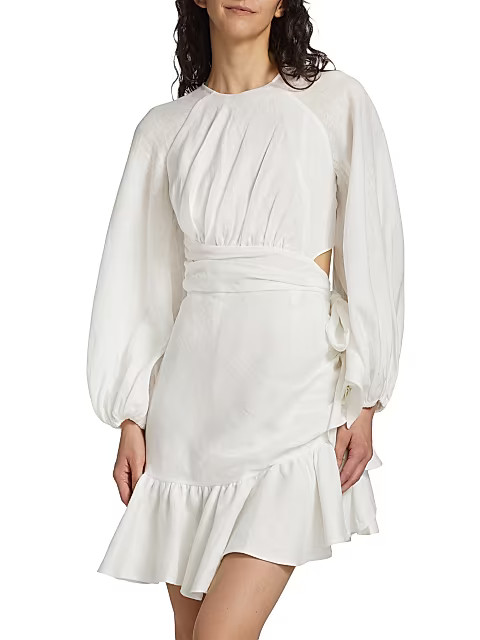 Zimmermann Lyre Cut-Out Balloon Sleeve Minidress | Saks Fifth Avenue