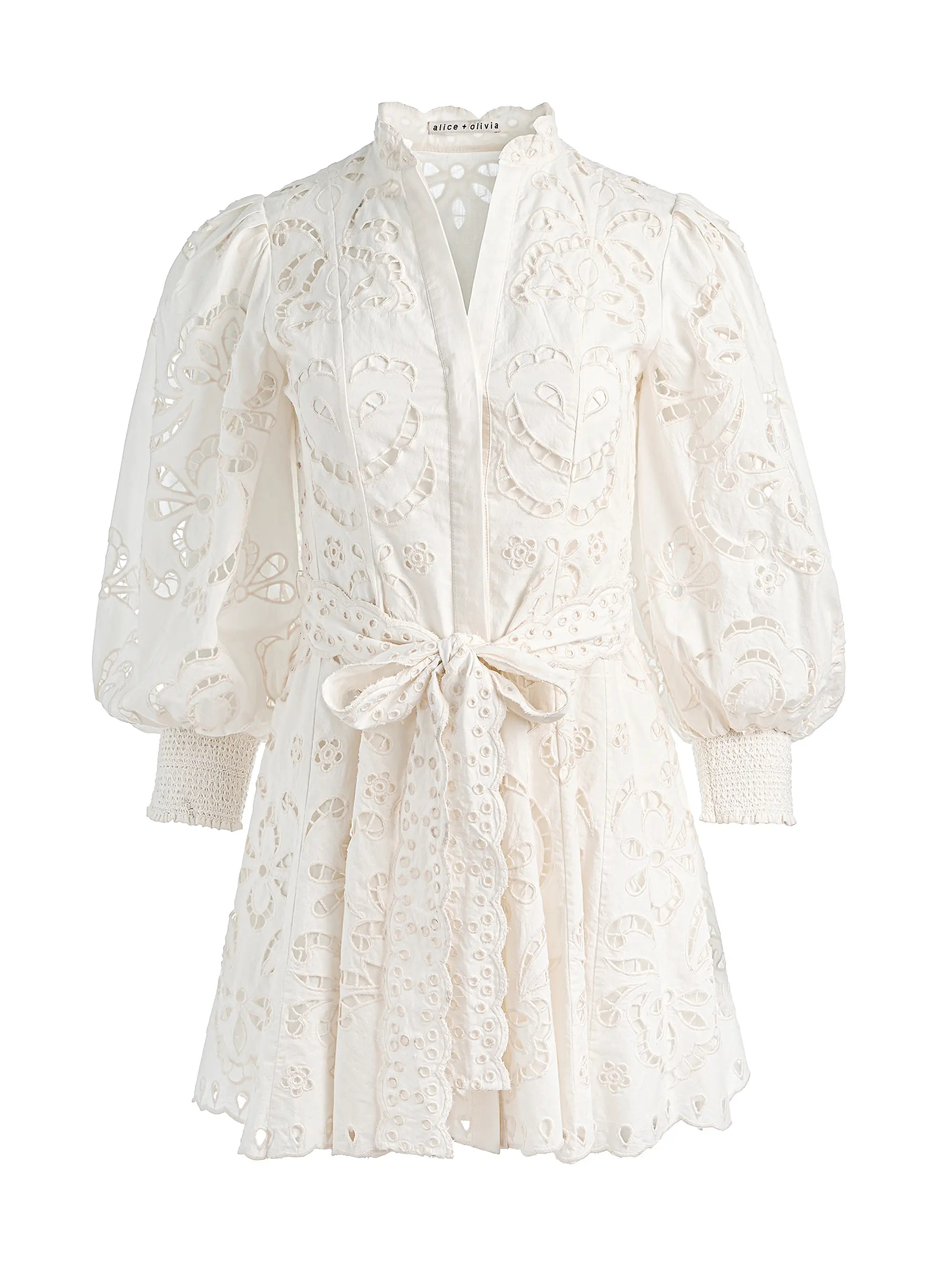 ALICE + OLIVIA Lucy Embroidered Cotton Mini Shirtdress | Saks Fifth Avenue | Saks Fifth Avenue