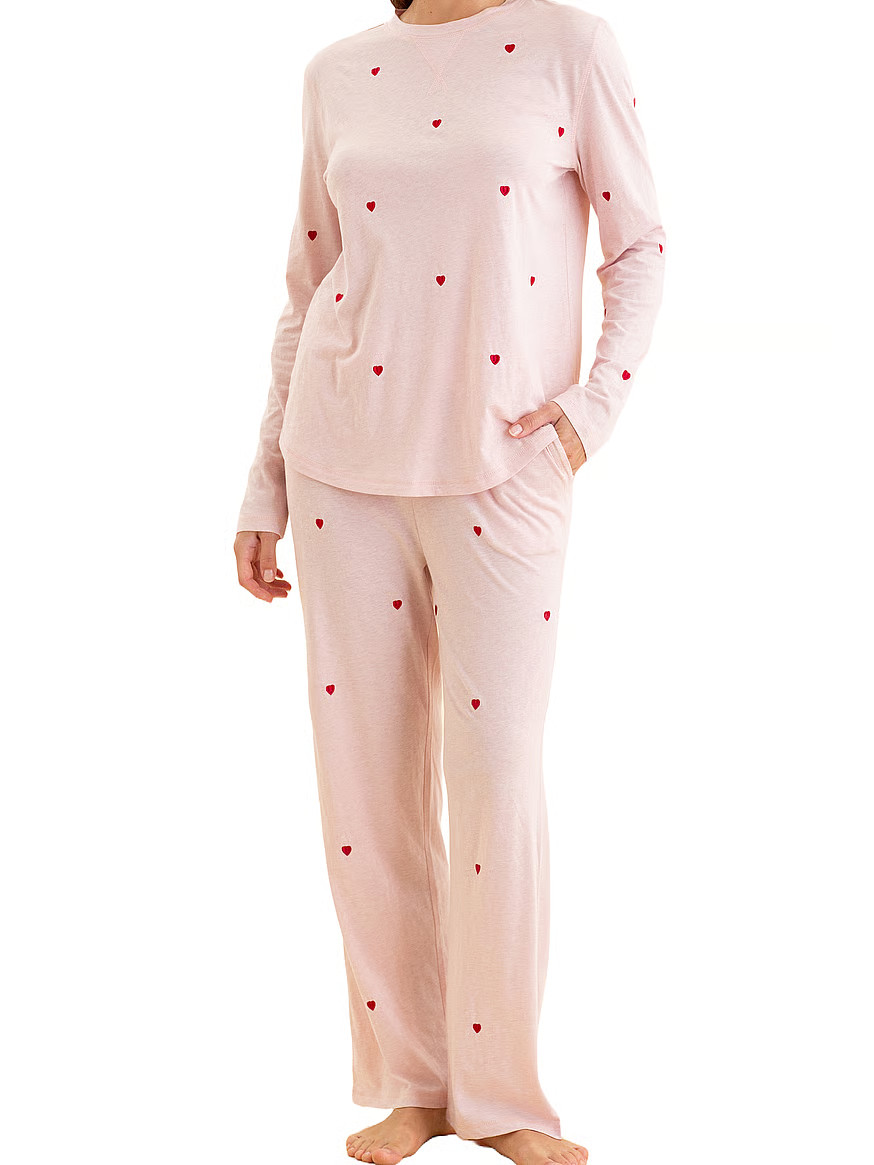 Buy Jada Hearts Cotton Boxy Tee and Straight-Leg Pant, Papinelle Pink - Order Pajamas Sets online... | Victoria's Secret (US / CA )