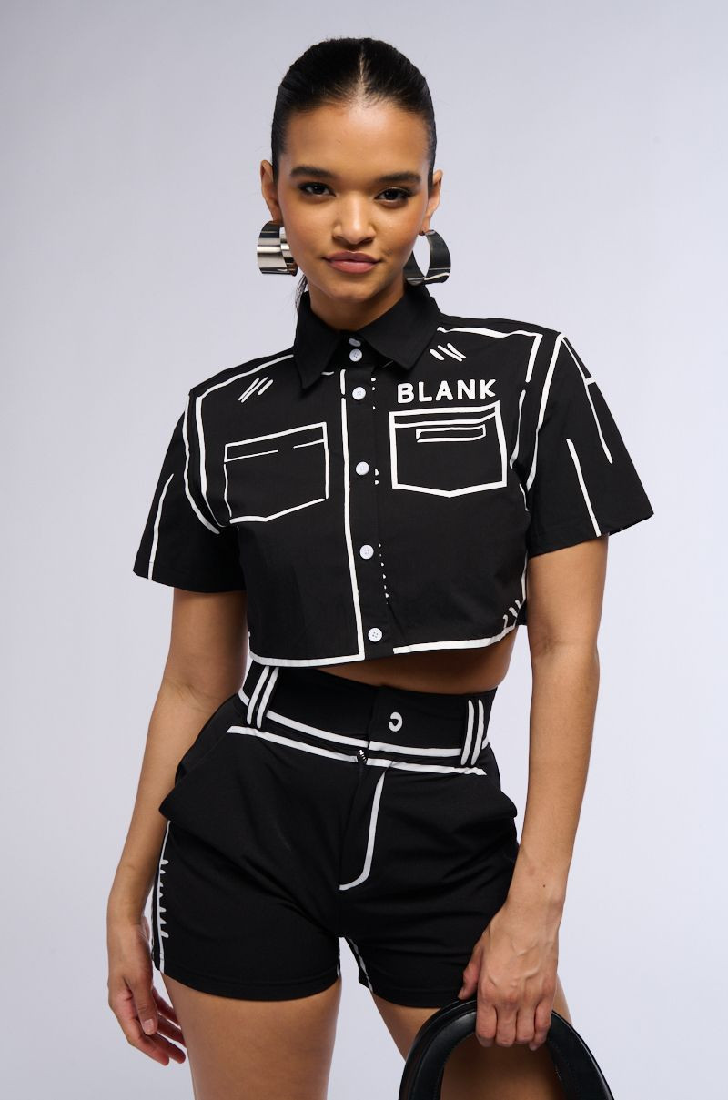 BLANK SPACE BUTTON DOWN CROP SHIRT | AKIRA