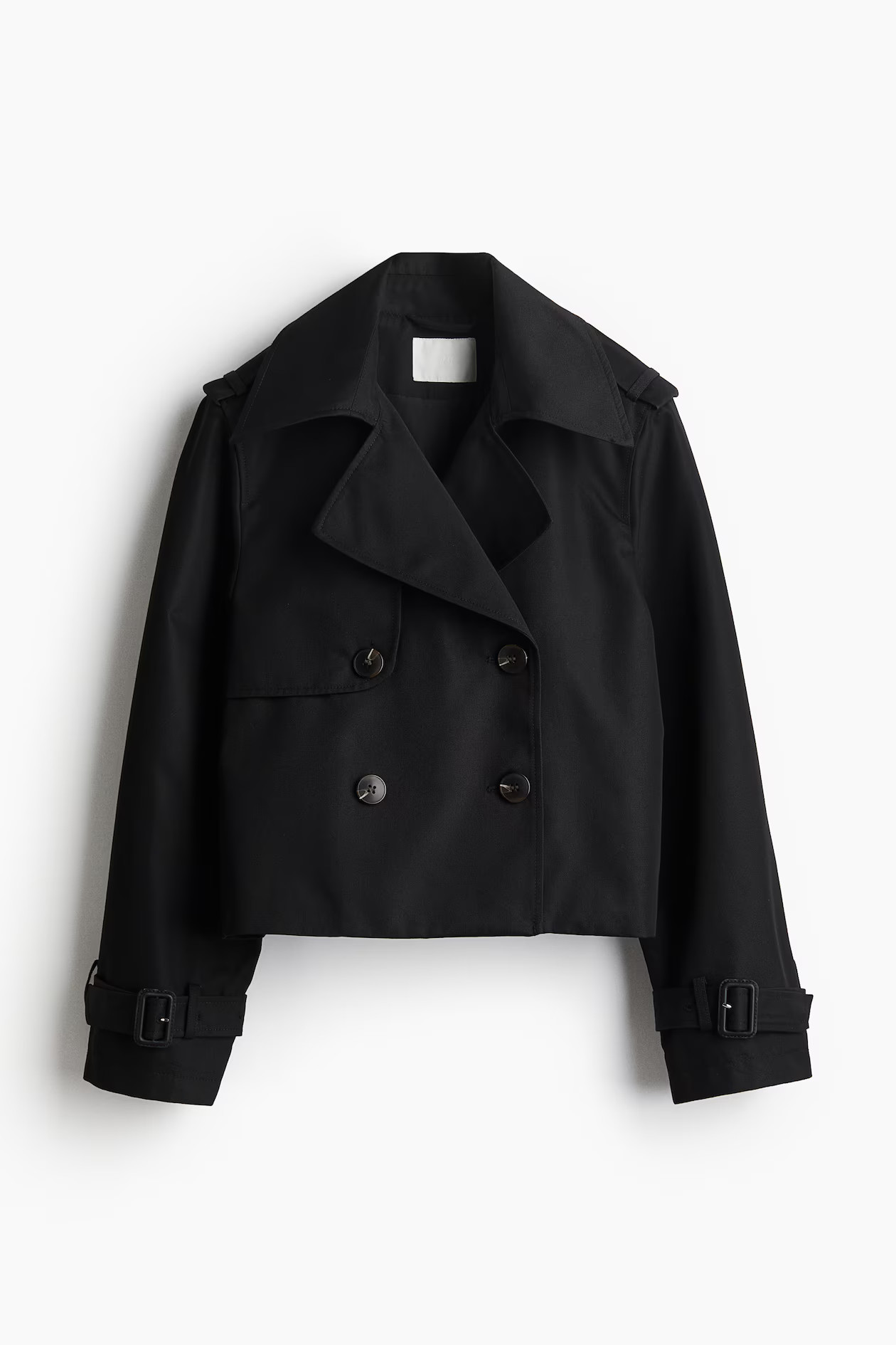 Chaqueta estilo gabardina - Manga larga - Corto - Negro - MUJER | H&M ES | H&M (FR, IT, ES, PT, BE)
