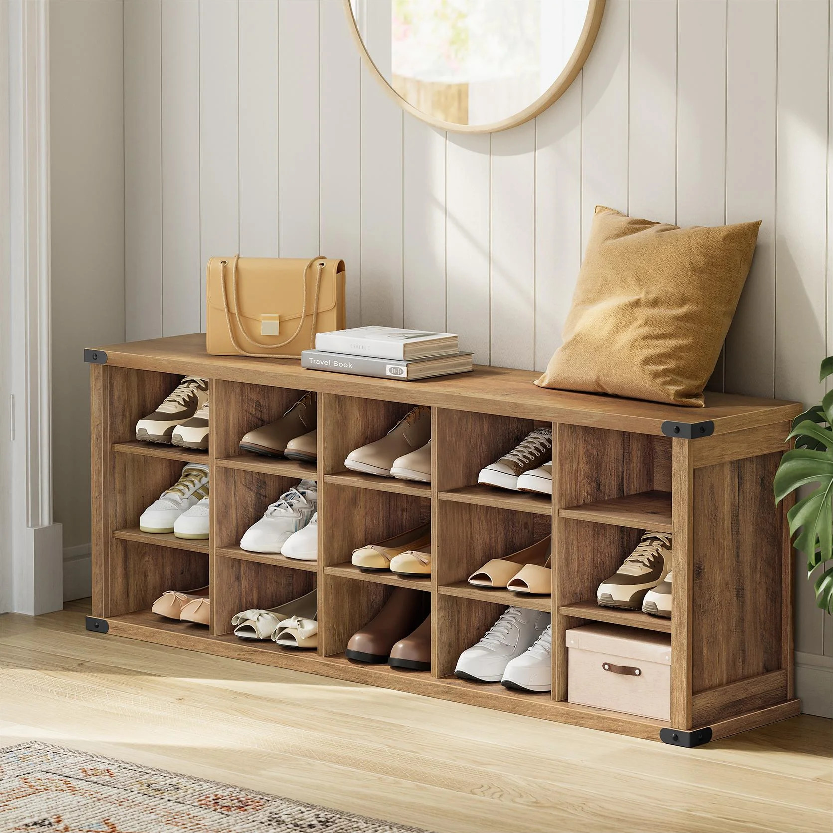 15 Pair Shoe Storage Bench with Adjustable Shelves | Wayfair North America