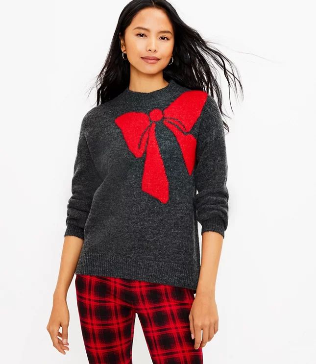 Bow Mock Neck Sweater | LOFT