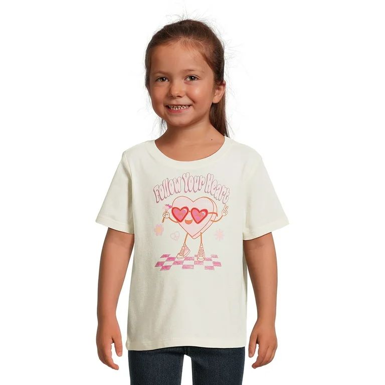 Wonder Nation Valentine's Day Toddler Short Sleeve Graphic Tee, Sizes 12M-5T - Walmart.com | Walmart (US)