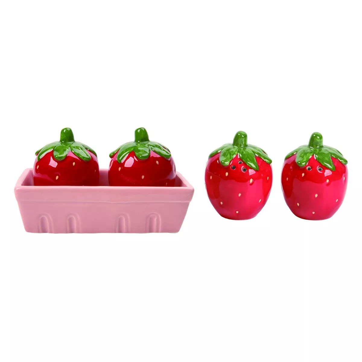 Transpac Ceramic 5.5" Strawberry Basket Salt Pepper Shaker | Target