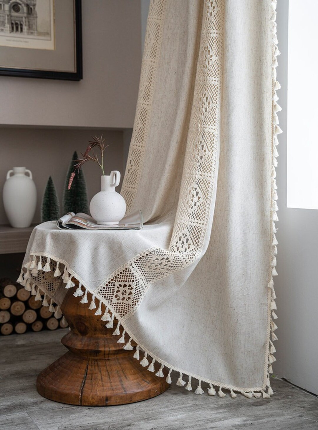 Crochet Vintage Curtain Crochet Hollow Splicing Curtain - Etsy | Etsy (US)