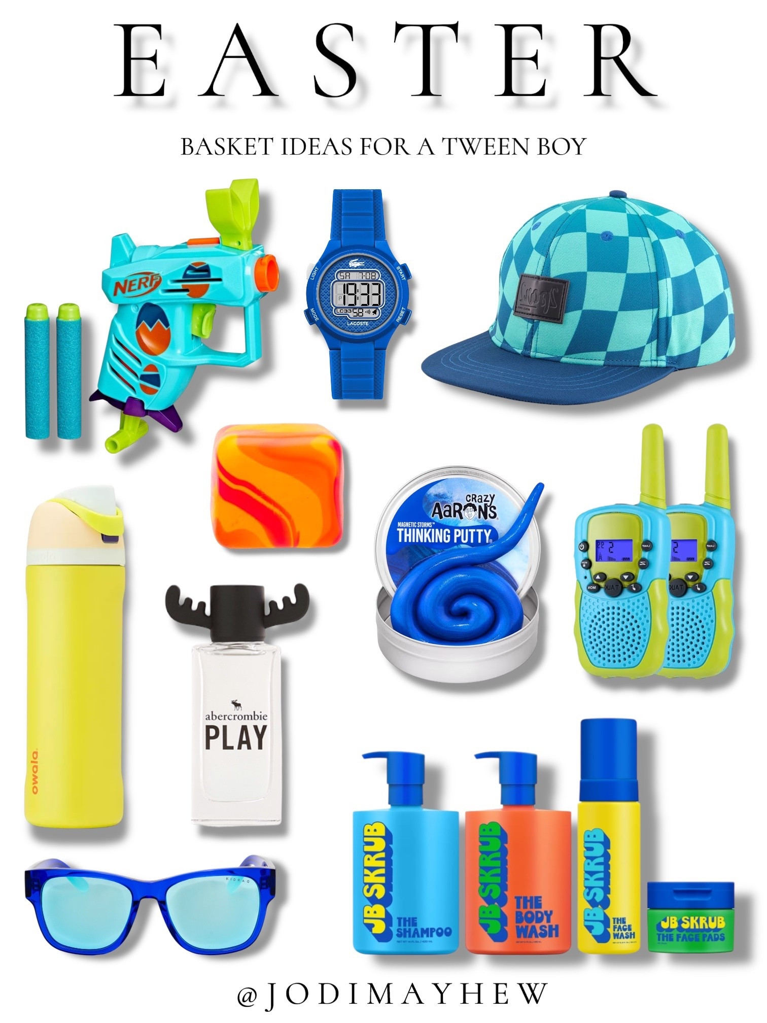 Easter Basket Ideas For A Tween Boy.

#easter #basket #stuffers #ideas #gift #boys #boy #tween #kids #inspo #putty #slime #nerf #gun #hat #skin #care #watch #blue #owala #water #bottle #body #spray #wash #hair #shampoo #conditioner #face #cologne #nee #doh #toys #gadgets #fidgets #walkie #talkie #sunnies #sunglasses #spring #holiday #guide #gifts #amazon #nordstrom #jbskrub @jbskrub @target #abercrombie @abercrombie #ad

#LTKBeauty #LTKKids #LTKSeasonal
