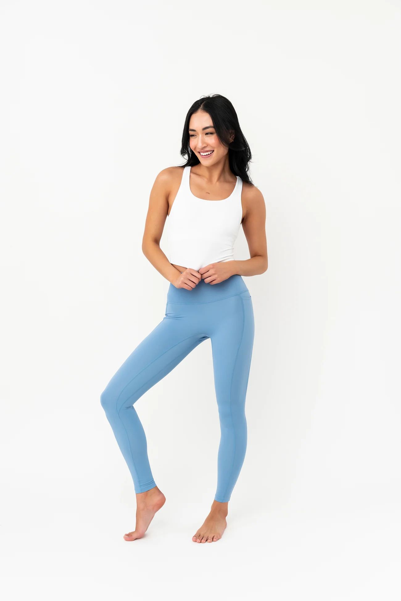 Balance High Waisted Leggings | Surface Blue | Coral Reef Swim