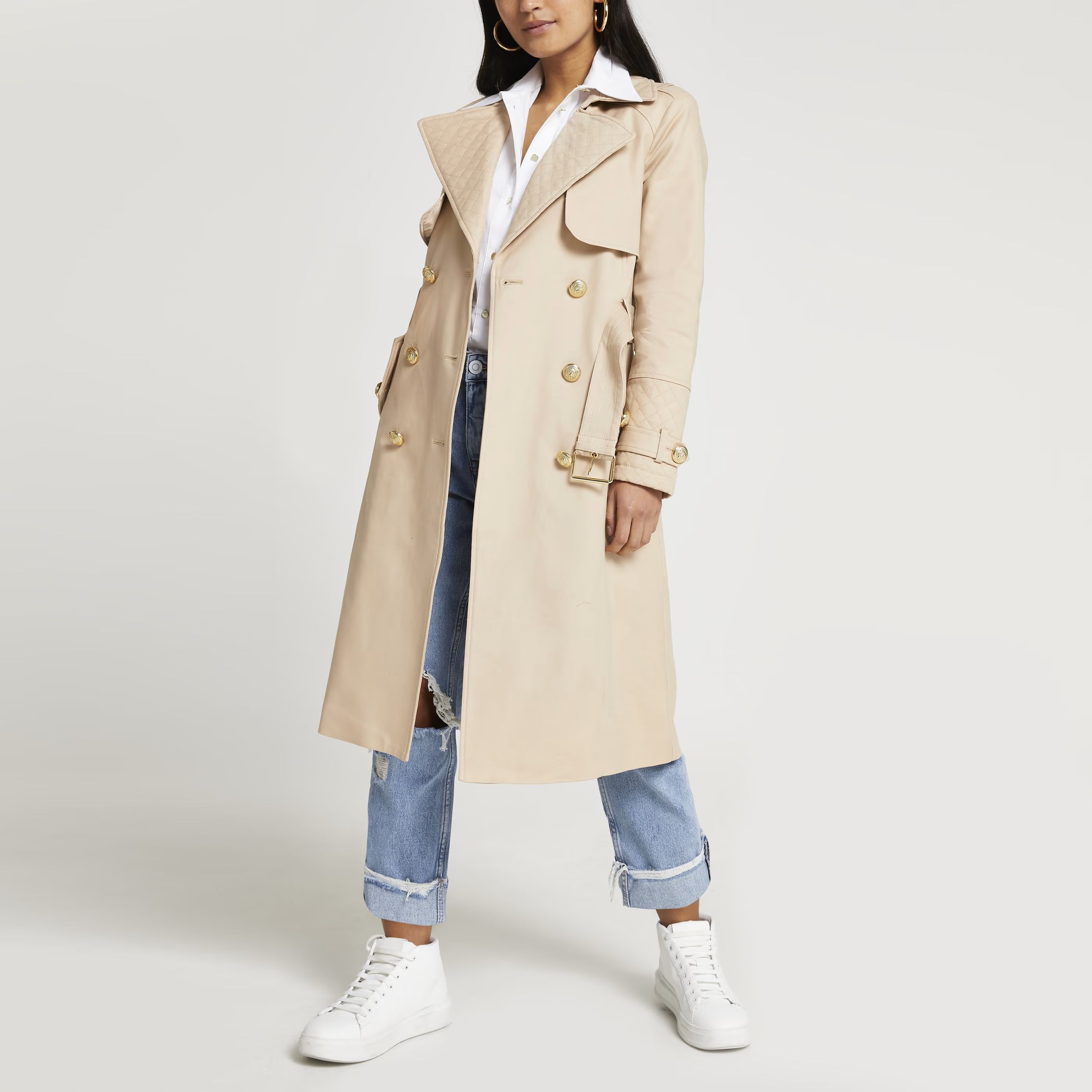 River Island Womens Petite Beige trench coat | River Island (UK & IE)