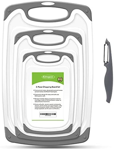 Cutting Boards for Kitchen, Plastic Chopping Board Set of 4 with Non-Slip Feet and Deep Drip Juic... | Amazon (US)
