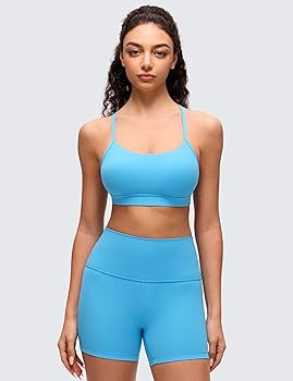 CRZ YOGA Butterluxe Y Back Sports Bras for Women - Padded Racerback Low Impact Spaghetti Thin Str... | Amazon (US)