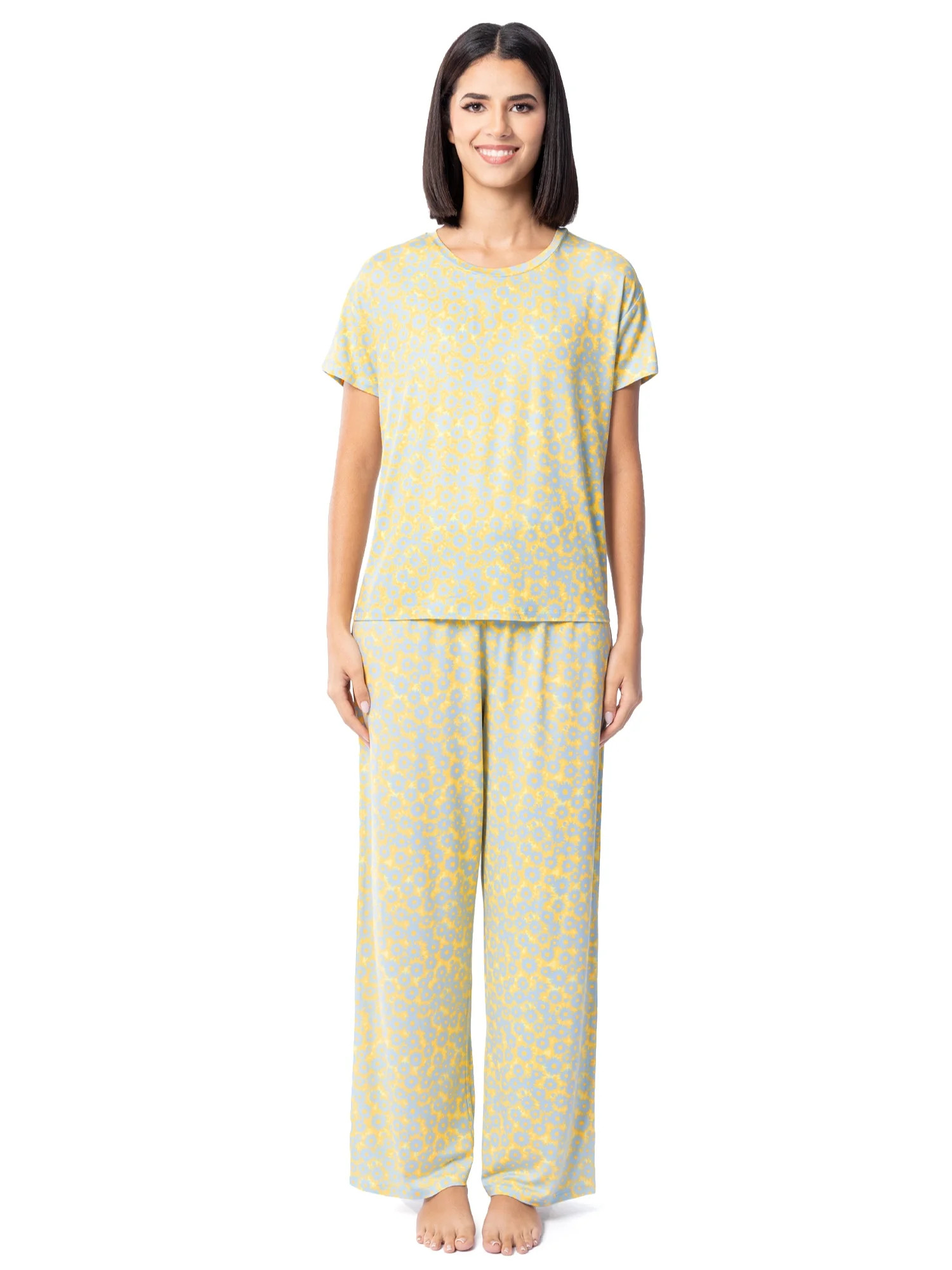 Fruit of the Loom Women's 360 Stretch Drop Shoulder Tee and Wide Leg Pajama Set, S-4X | Walmart (US)