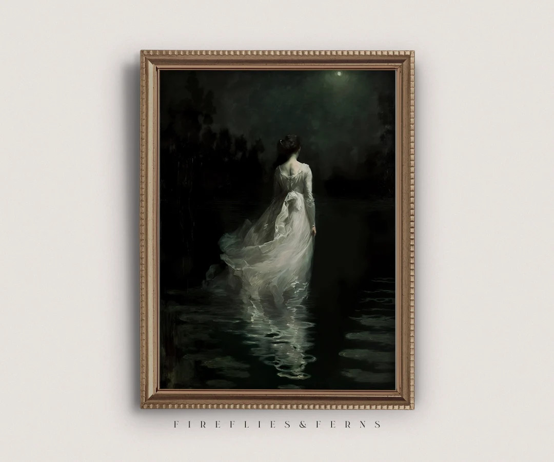 Into The Lake - Dark Academia Print, Moody Victorian Wall Art, Dark Decor Aesthetic, Dark Cottage... | Etsy (US)