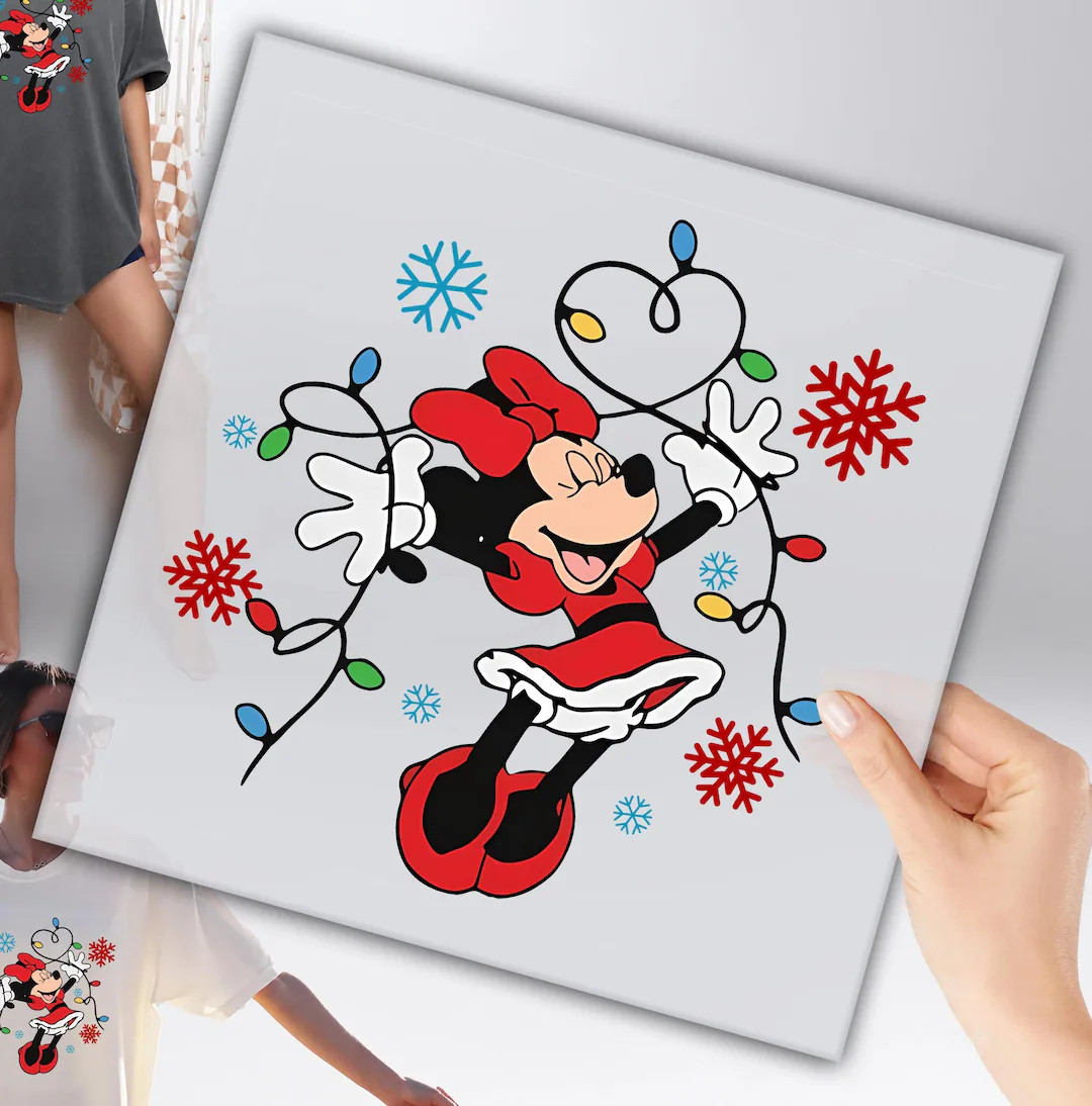 Minnie Mouse Christmas Transfer: Holiday Lights - Soft Feel Print | Etsy (US)