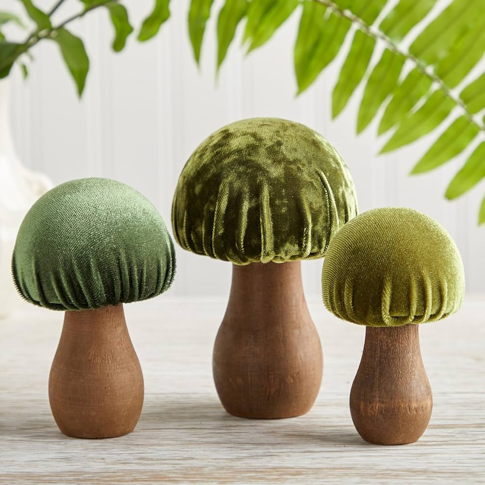 Velvet Mushrooms Set of 3, Shelf sitters, mantel decor, everyday tablescape, gift for nature love... | Amazon (US)