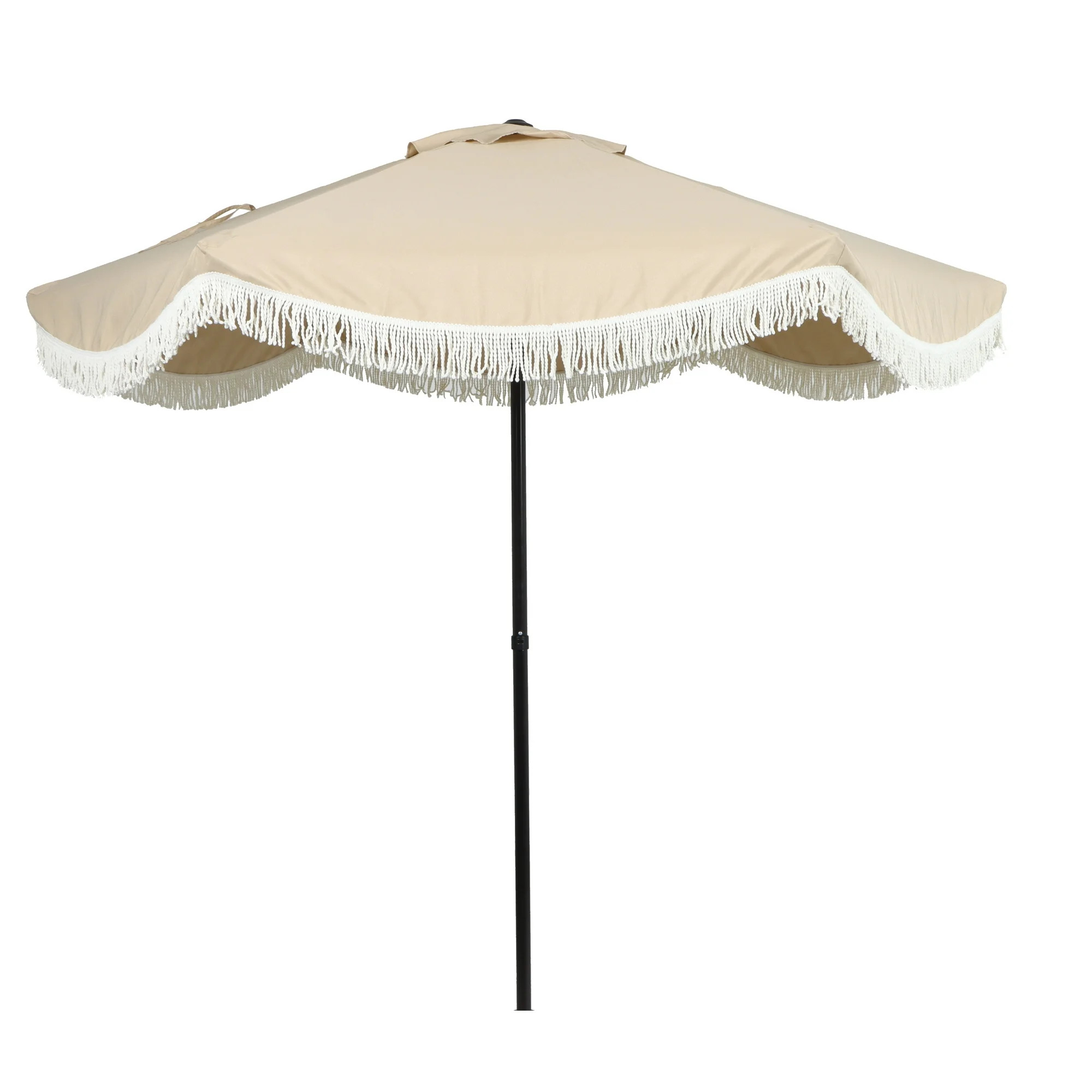 Better Homes & Gardens 7.5' Beige Scallop with Cream Fringe Patio Umbrella | Walmart (US)