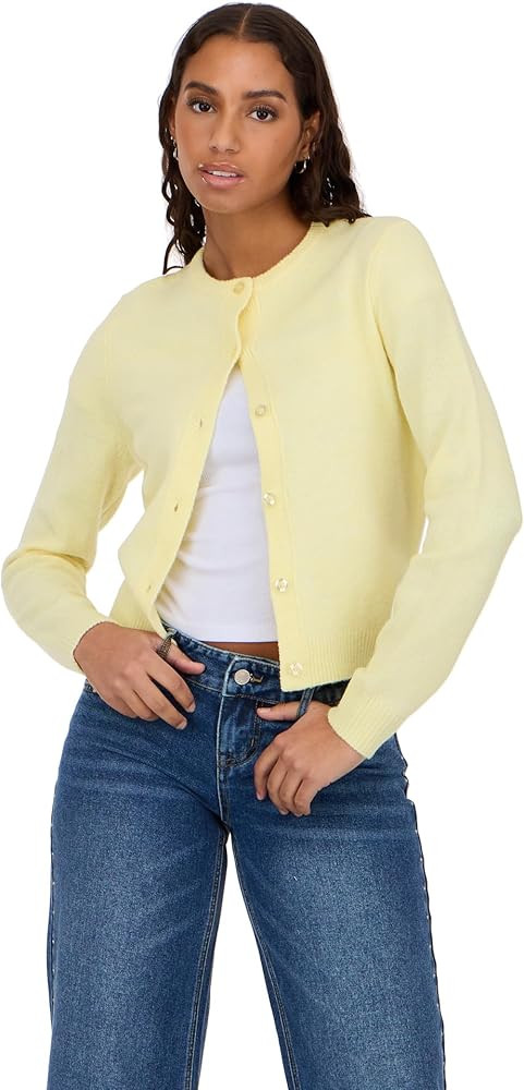 Forever 21 Womens Cardigan Sweater Soft Knit Long Sleeve Button Front | Amazon (US)