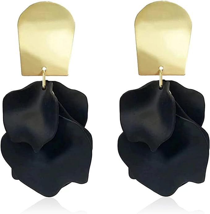 GUOXIAOMEI Chic Elegant Boho Red Rose Petal Dangle Resin Earrings Drop Acrylic Tiered Matte Flowe... | Amazon (US)