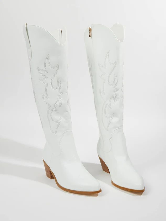 Urson Wide Width Cowboy Boots in White | Arula | Arula