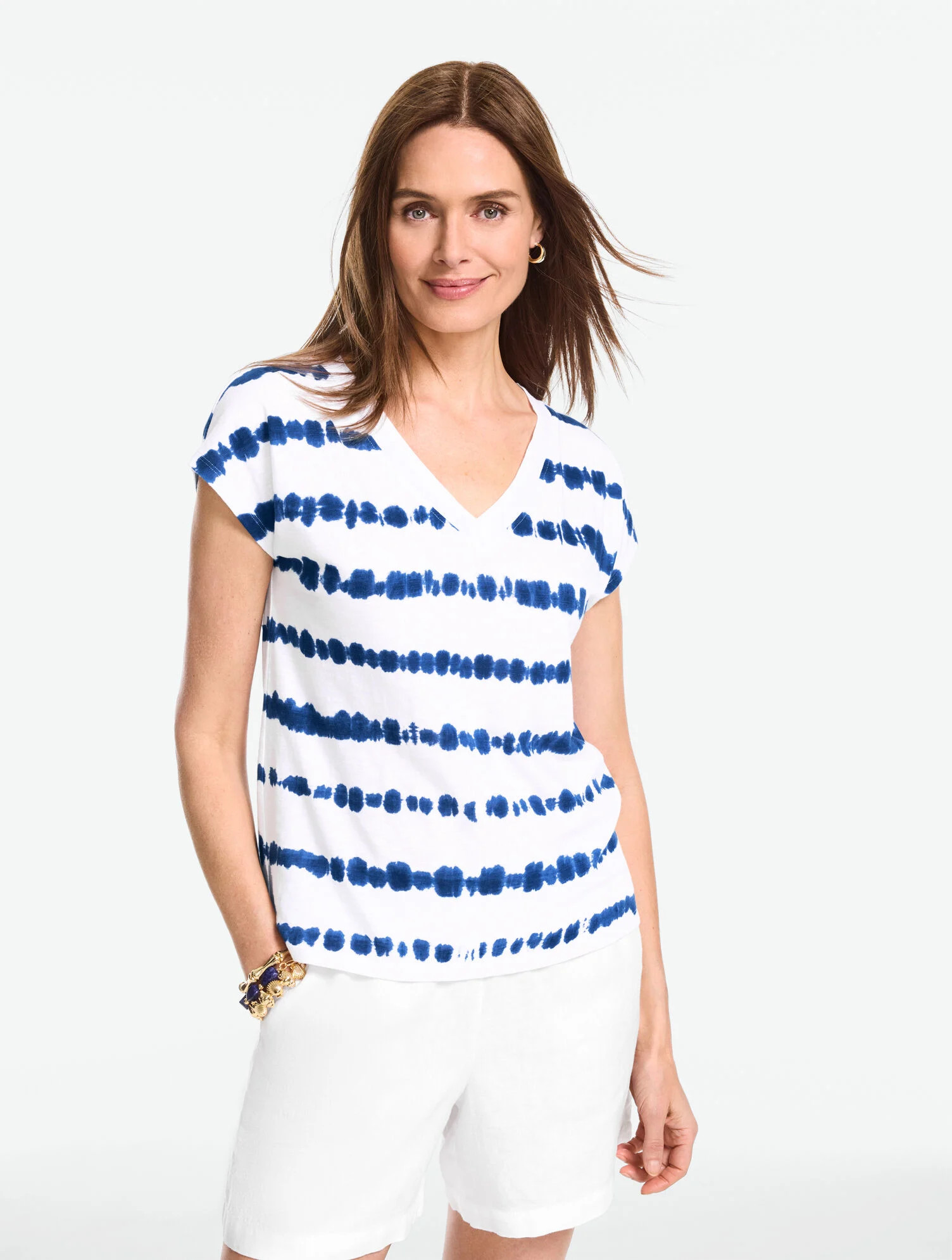 Dolman Sleeve V- Neck Tee - Tie-Dye | Talbots