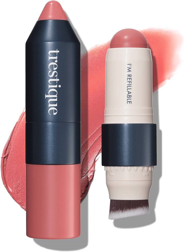 treStiQue Blush Stick, Vegan Blush Stick With Built-In Blush Brush, Pink Blush Makeup For Women, ... | Amazon (US)